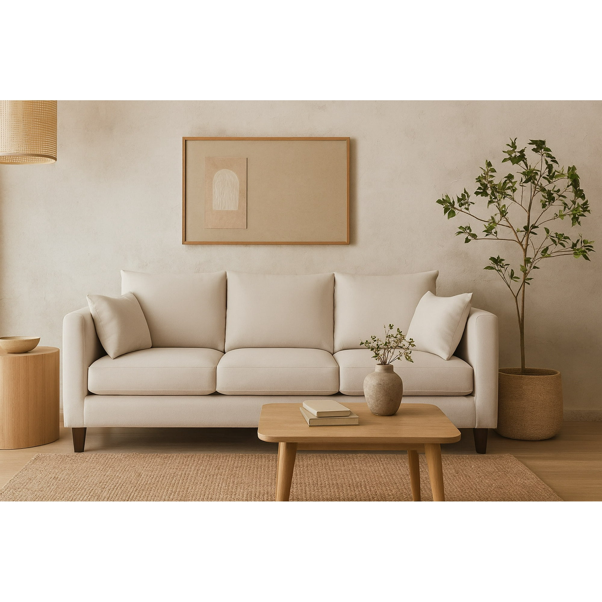 Casa Wow Deco - Sofá 3 Cuerpos Lagna Beige Tela – Confort Y Estilo Para Tu Hogar