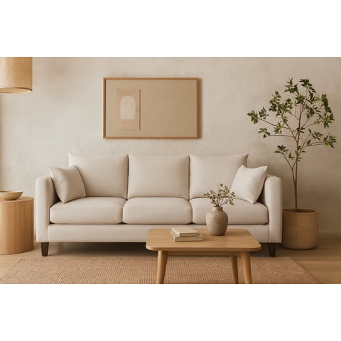 Casa Wow Deco - Sofá 3 Cuerpos Lagna Beige Tela – Confort Y Estilo Para Tu Hogar