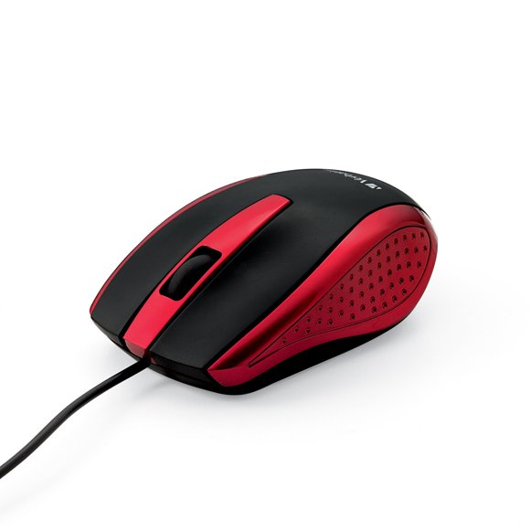 Ratón Verbatim con cable óptico USB rojo y rueda de desplazamiento