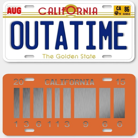 Réplicas metálicas de placas de matrícula OPO 10 Delorean 30x15 cm