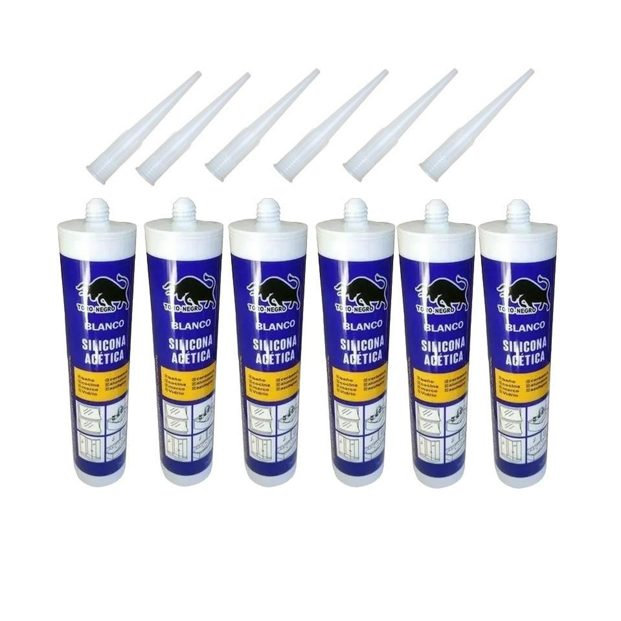 Genérico - Pack 6 Silicona Blanca Cocina Cerámica Vidrios 280ml