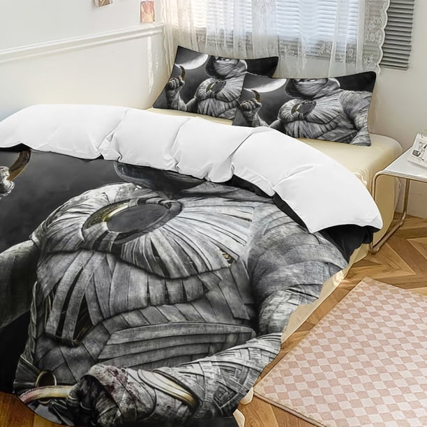 Moon Knight Family Bed 3 Piece Set Personalized Bedding Decor for Kids And Teens Anime Student Dormitory Cover