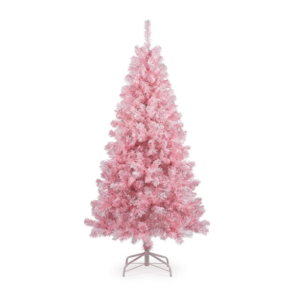 Árbol de Navidad Artificial Rosado 180 cm con Base Metálica 600 Ramas