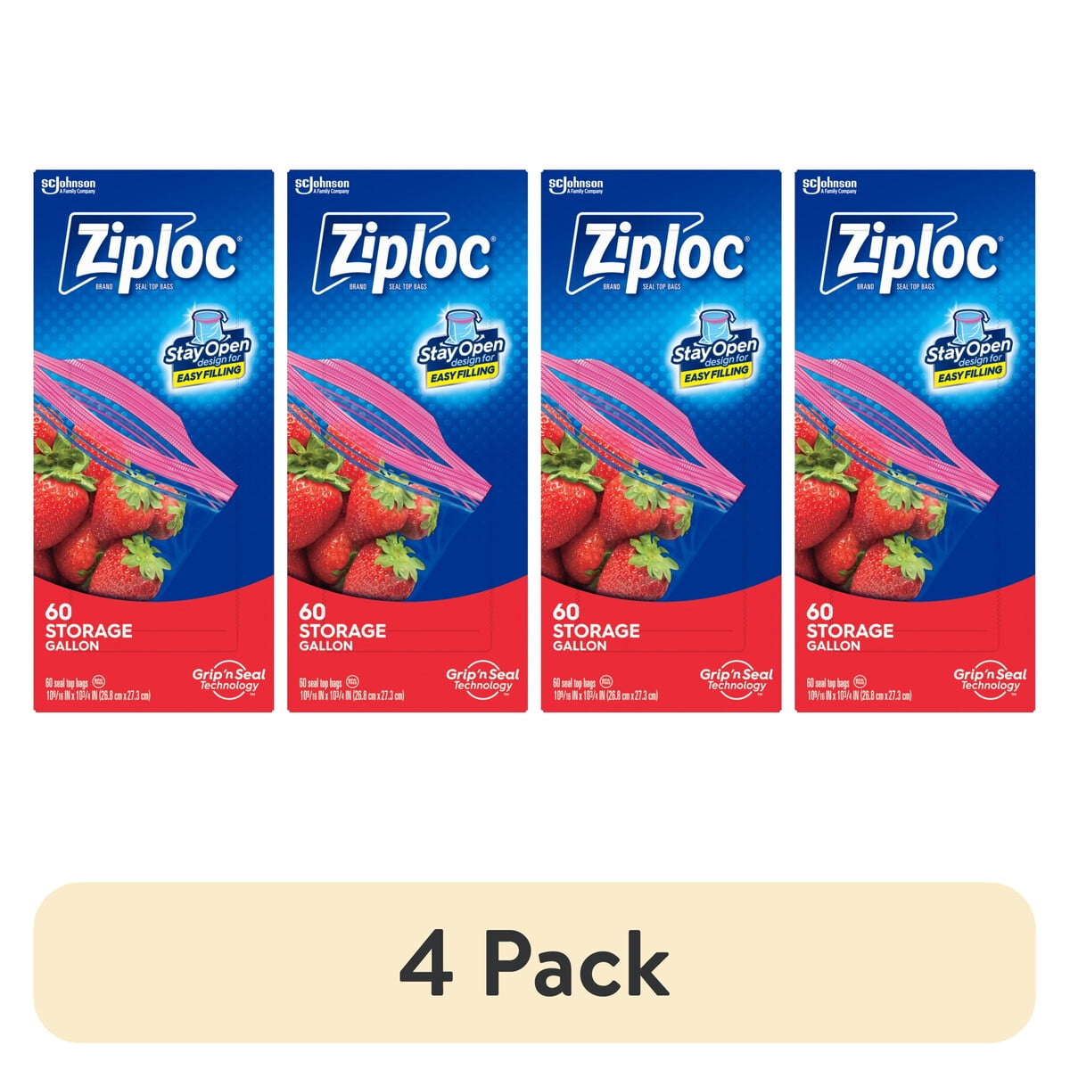 Bolsas Ziploc Gallon 4 Pack Grip N Seal Reutilizables