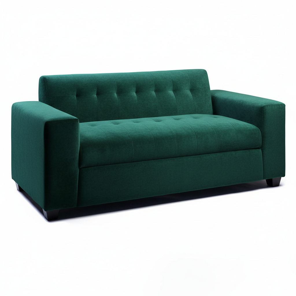 Muebles New - Sofa Tres Cuerpos Verde Felpa