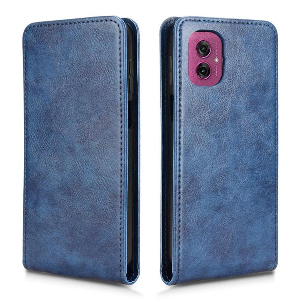 Funda tipo folio para Motorola Moto G55 5G con soporte magnético y protección para la cámara Azul