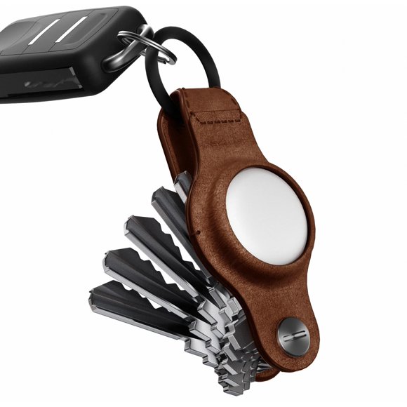 Llavero KEY SMART Soporte para AirTag de Cuero Marrón