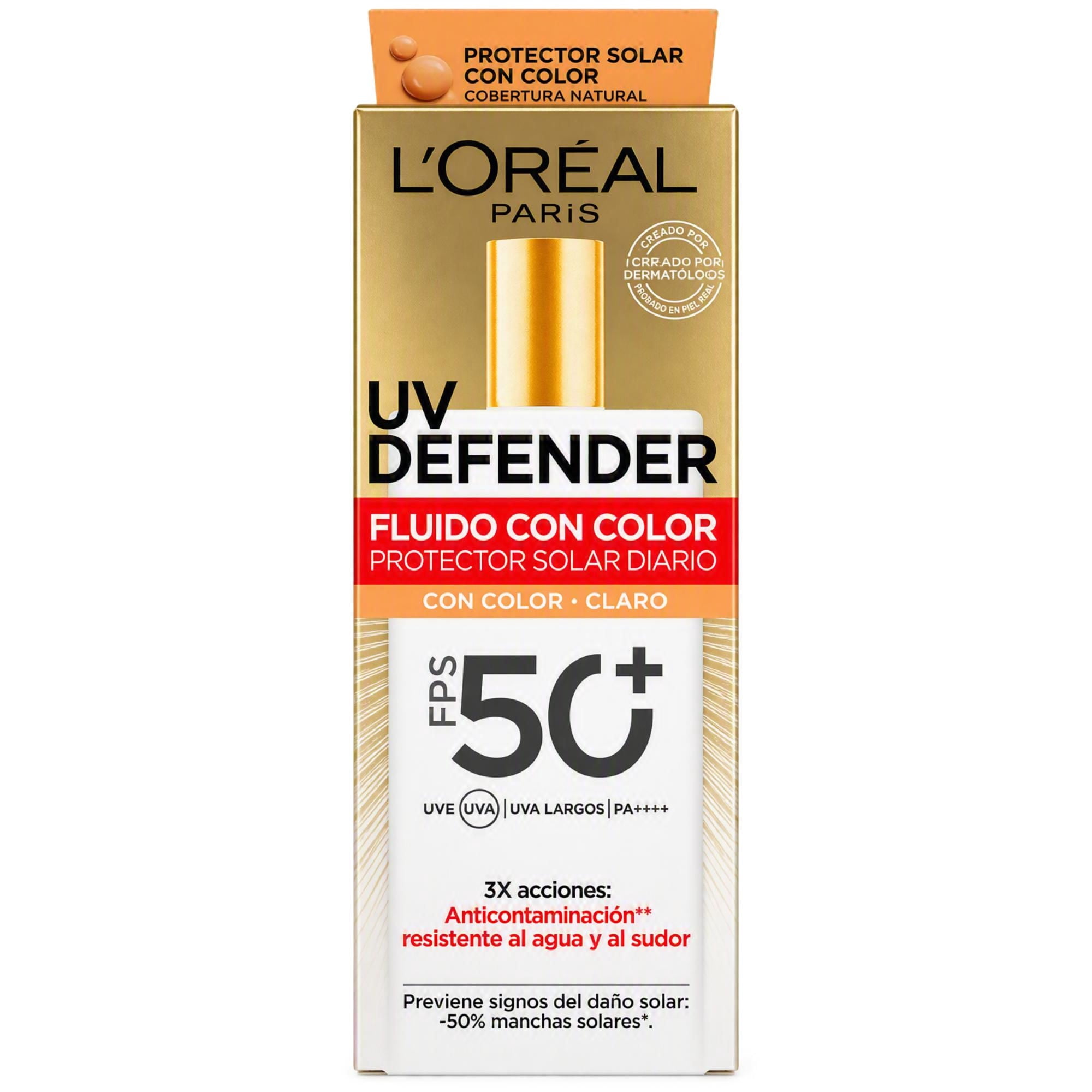 Crema Facial L'oreal Paris Uv Defender Piel Seca Color Claro Fps50
