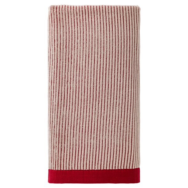 REGALWOVEN 1 Paquete Toalla de Baño de Algodón Puro a Rayas, Toalla Suave Altamente Absorbente de Secado Rápido para Baño en Casa, Hotel, Spa Rojo 55" x 28"