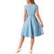 thumbnail image 3 of INSPIRE CHIC Vestidos de cóctel para mujeres con cinturón, cuello en V, manga corta, vestido fluido en línea A S Azul, 3 of 6
