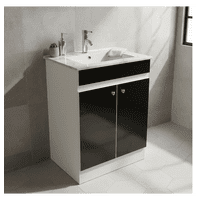 Modern Space - Mueble Vanitorio 60X47 Cm Negro Con Lavamanos Y Grifería ¡Listo Para Instalar!