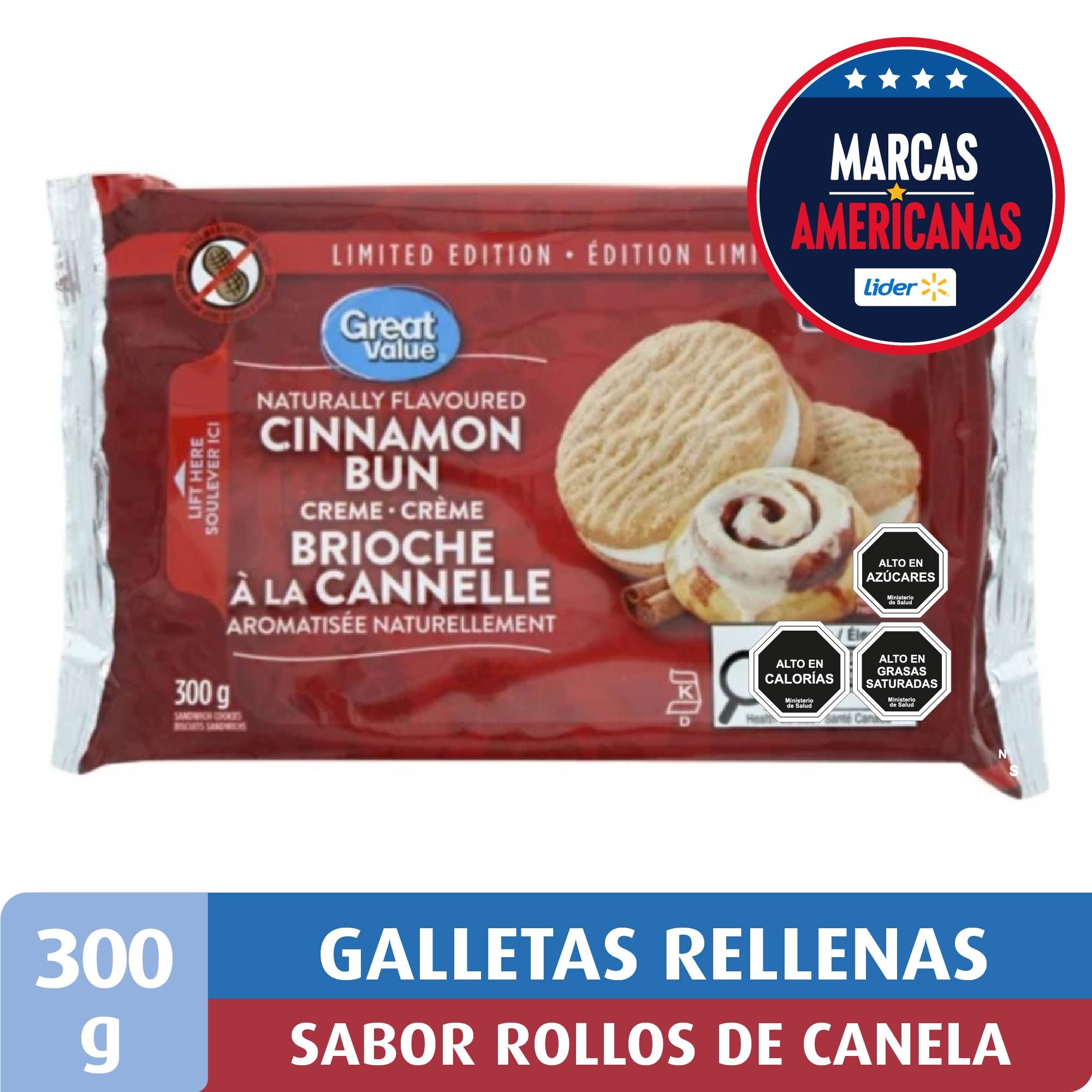 Galleta Rellena Sabor Rollo De Canela 300 g Great Value