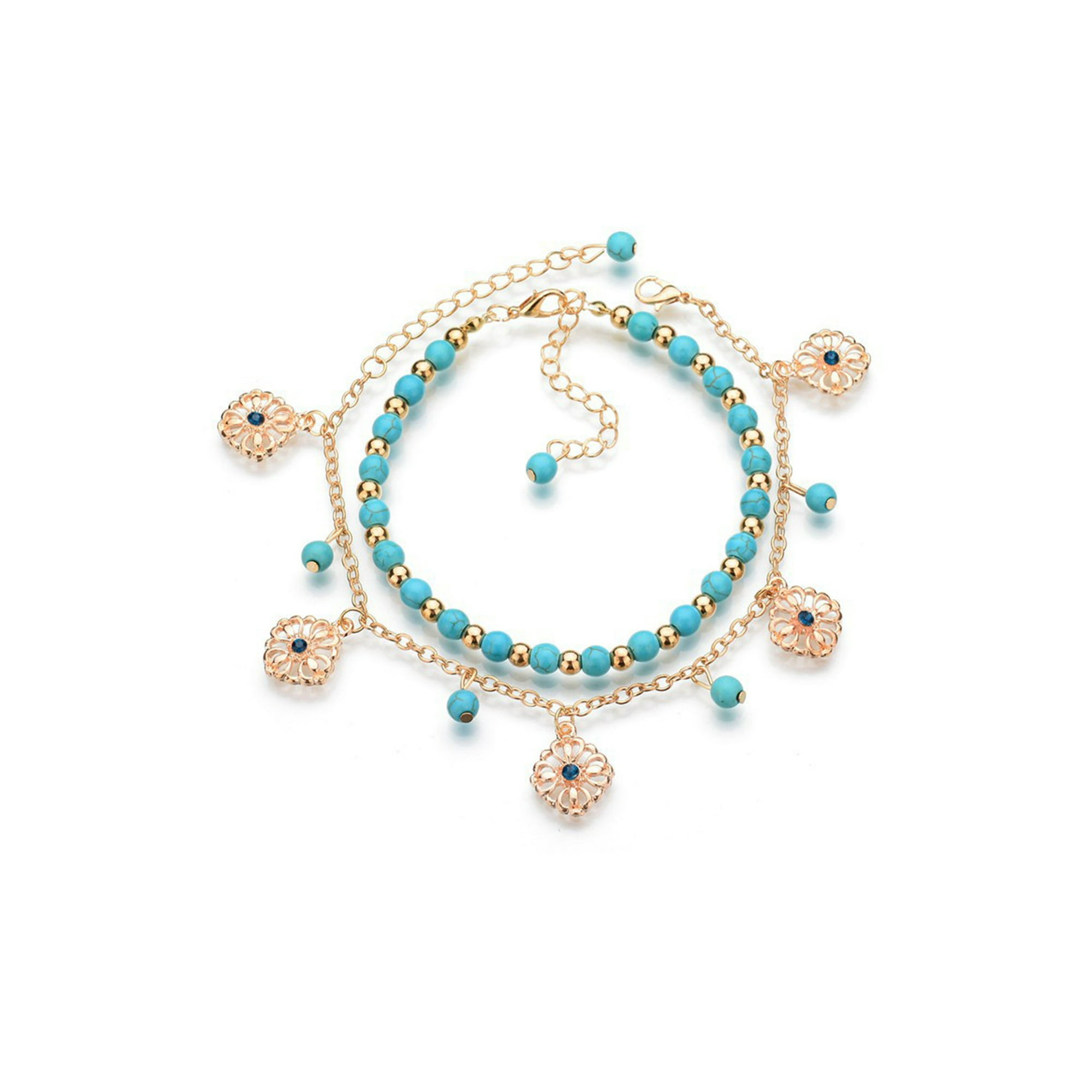 Tobilleras Conjunto Turquesa Chic Boho Gloriahoon