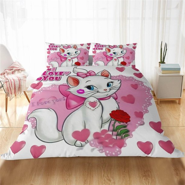 Marie Cat Cute Cartoon Bed Set,3D Printing Bedding Set,For Kids Adult Girls Boys Bed Sheets