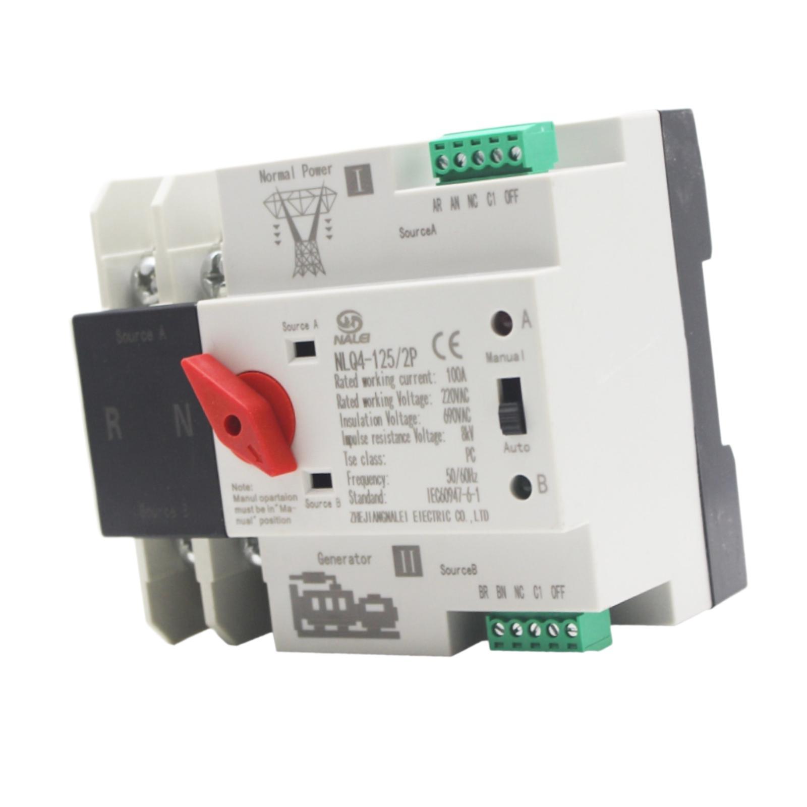 Ioensy - Interruptor De Transferencia Automático De Doble Potencia Interruptor De Selección Eléctrica Resistente 100A 100A 2P