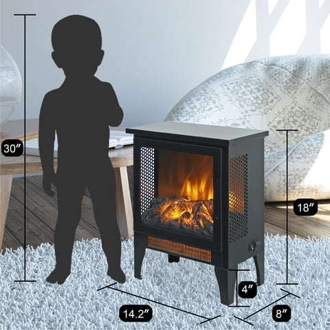 M&Ms - 18 Inch Freestanding Electric Fireplace Stove Heater With 3D Flame Effect