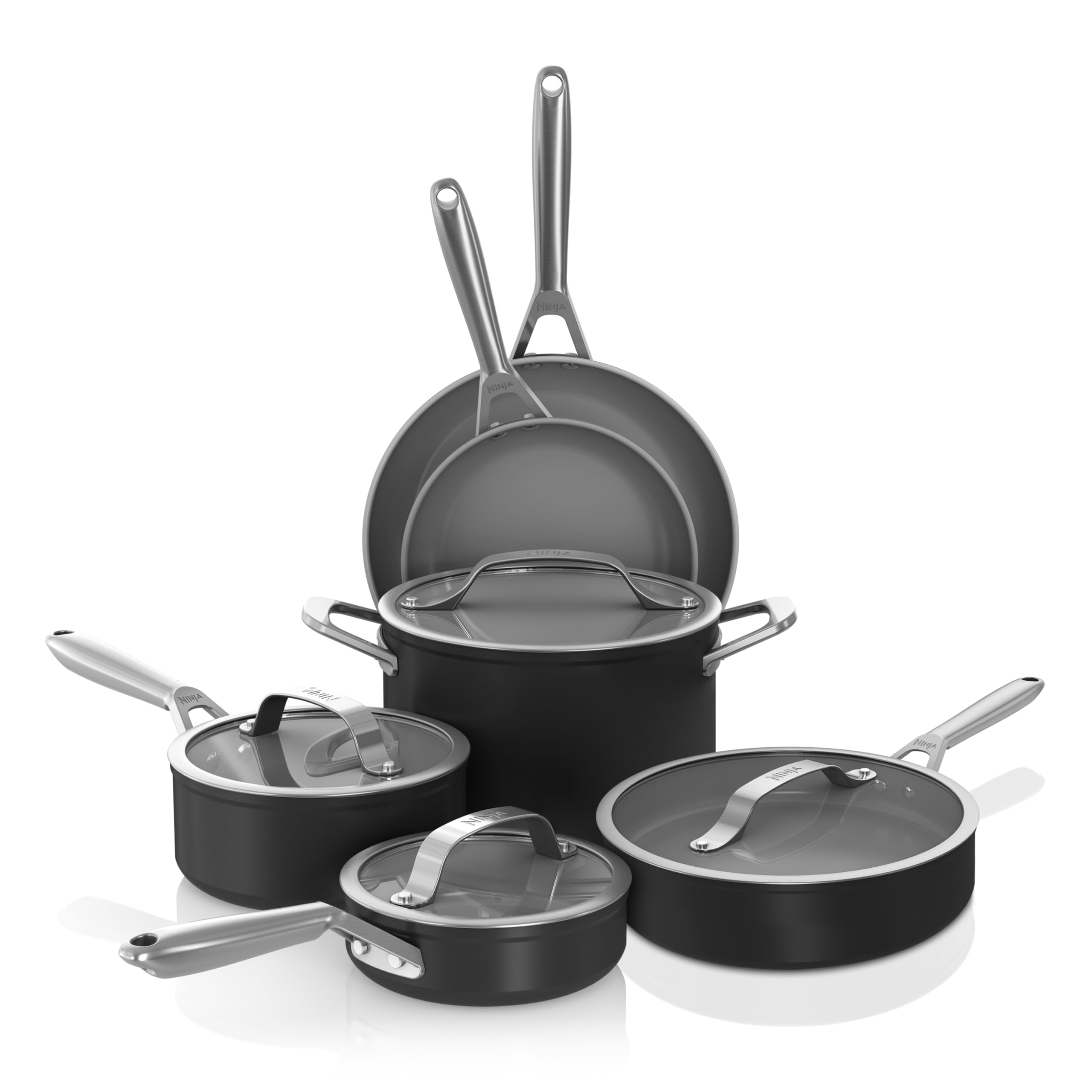Juego De Utensilios De Cocina Ninja Neverstick Ceramic Pro, 10 Piezas, Negro