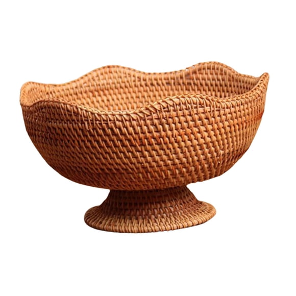 Frutero de ratán, cesta de frutas con patas, plato para servir, cesta de frutas tejida, cesta para servir aperitivos para encimera, artículos diversos medio