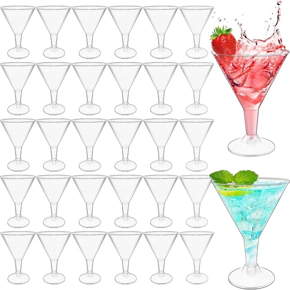 Vasos Martini de plástico Alaeseje, 210 ml, transparentes, paquete de 50