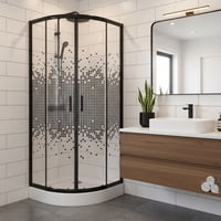 Joytek - Shower Door Curvo Mosaic Black 70X70X199 Cm (Incluye Receptáculo)