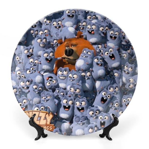 Grizzy y los lemmings Plato decorativo de porcelana fina (bone china), plato decorativo de cerámica para hogar, oficina, soporte de pared, platos decorativos para dormitorio - 6 pulgadas (15 cm)