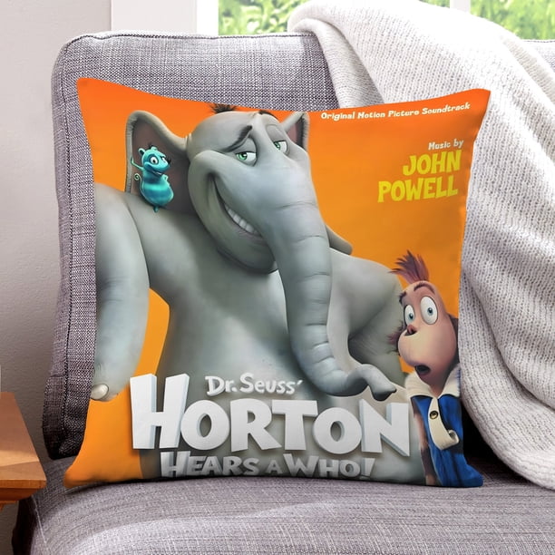 Horton y el Mundo de los Quién Fundas de almohada de terciopelo con tema, regalos de funda de almohada, decoración para el hogar, cojín de lanzar, regalo de cumpleaños para fans y parejas.50*50cm.