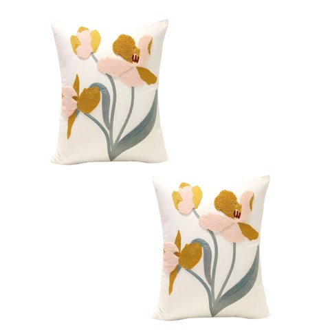 Genérico - Set De 2 Fundas De Cojin Bordadas 45X45Cm Blanco 08