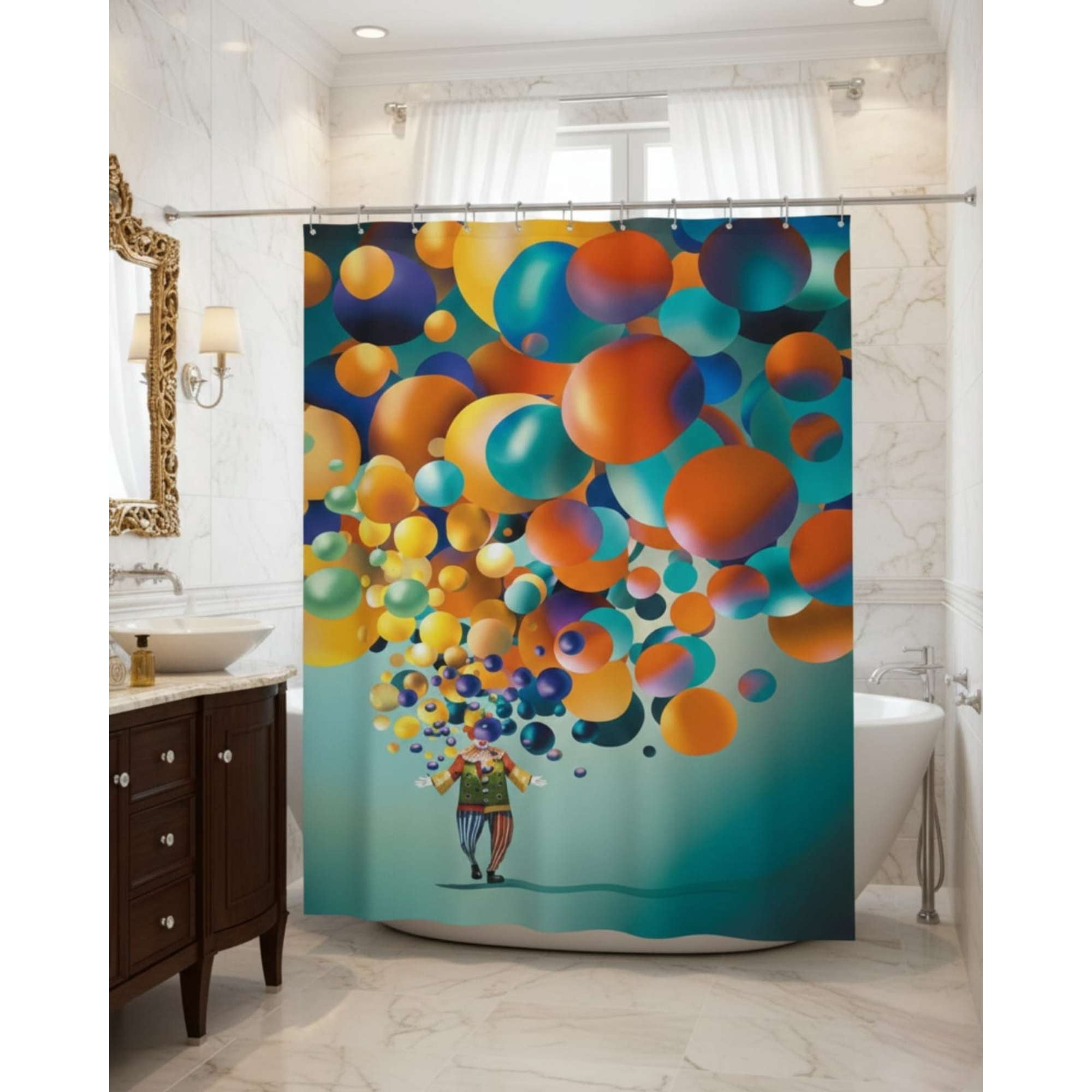 Mylhogar - Cortina De Baño Tela Género + Forro Impermeable