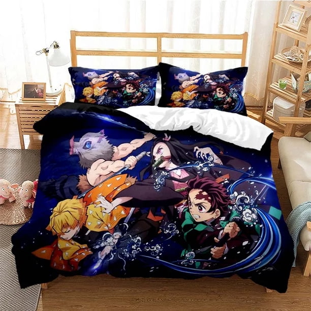 Demon Slayer Bedding Set Duvet Cover Comforter Pillowcase Boys Girls Adults Bedroom Bed Sheets
