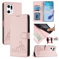 Funda Tipo Cartera Foxdock Para Oppo Find X5 Con Soporte, Ranuras, Rfid, Diseño De Gato