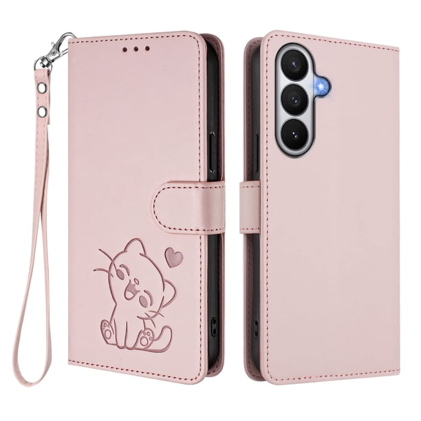 Carcasa Billetera de Cuero Sintético para Samsung Galaxy S26, Rosa