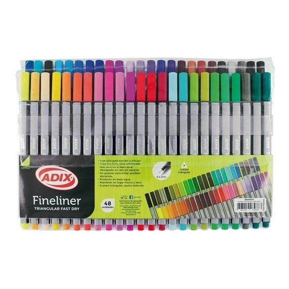 Lápices Fineliner Triangular 48 Colores Adix verde