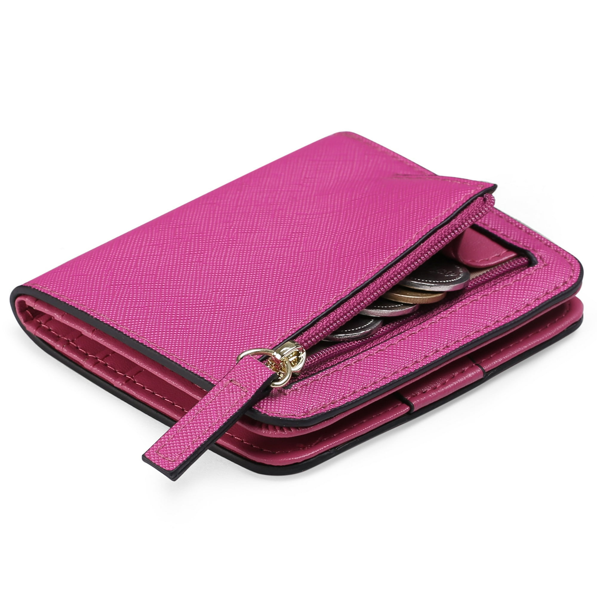Veat00l - Cartera Mujer Pequeño Con Rfid Bloquea, Mini Monedero Bifold Para Tarjetas, Billetera De Piel Plegable Con Bolsillo, Tarjetero Minimalista Con Ventana De Identificación Para Chica Mujer