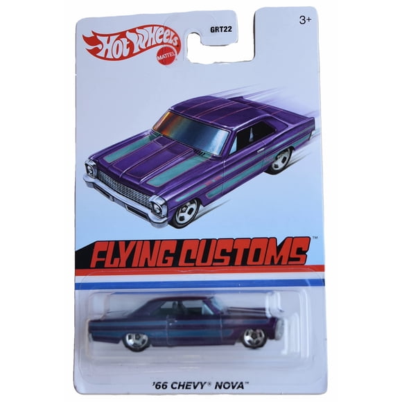 Auto de juguete Hot Wheels '66 Chevy Nova púrpura (Flying Customs)