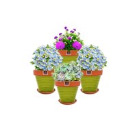 Mestiza - Set De 4 Maceta Kony 15Cm Terra Verde Y Sus Platos