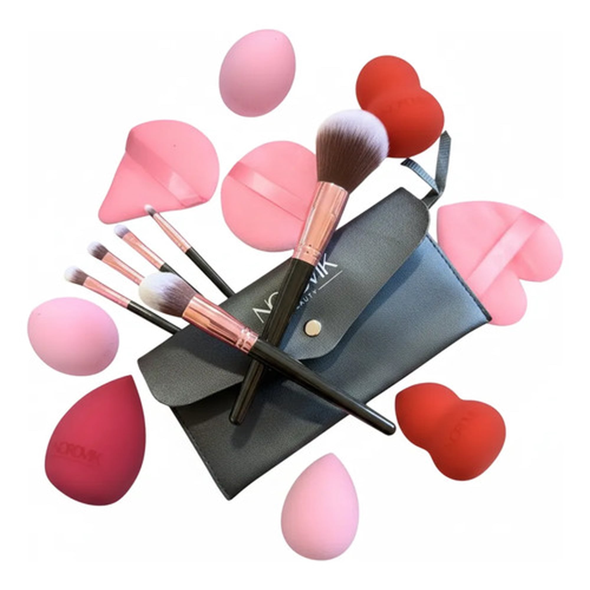 Marca - Pack Maquillaje Premiun 10 Brochas Y Beauty Blender Esponjas