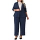 thumbnail image 1 of Traje de Dos Piezas para Mujer de Talla Grande Agnes Orinda Conjunto de Chaqueta Blazer de Oficina y Pantalones 3X Azul Oscuro, 1 of 8