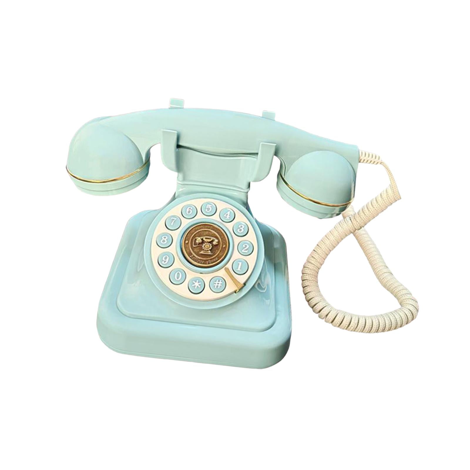 Magideal - Teléfono Retro Con Cable Teléfono Antiguo Teléfono Con Botón De Marcación Clásico Teléfono De Escritorio Con Cable Teléfono Fijo Retro Para Sala De Azul