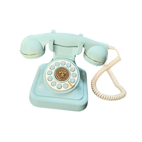 Magideal - Teléfono Retro Con Cable Teléfono Antiguo Teléfono Con Botón De Marcación Clásico Teléfono De Escritorio Con Cable Teléfono Fijo Retro Para Sala De Azul