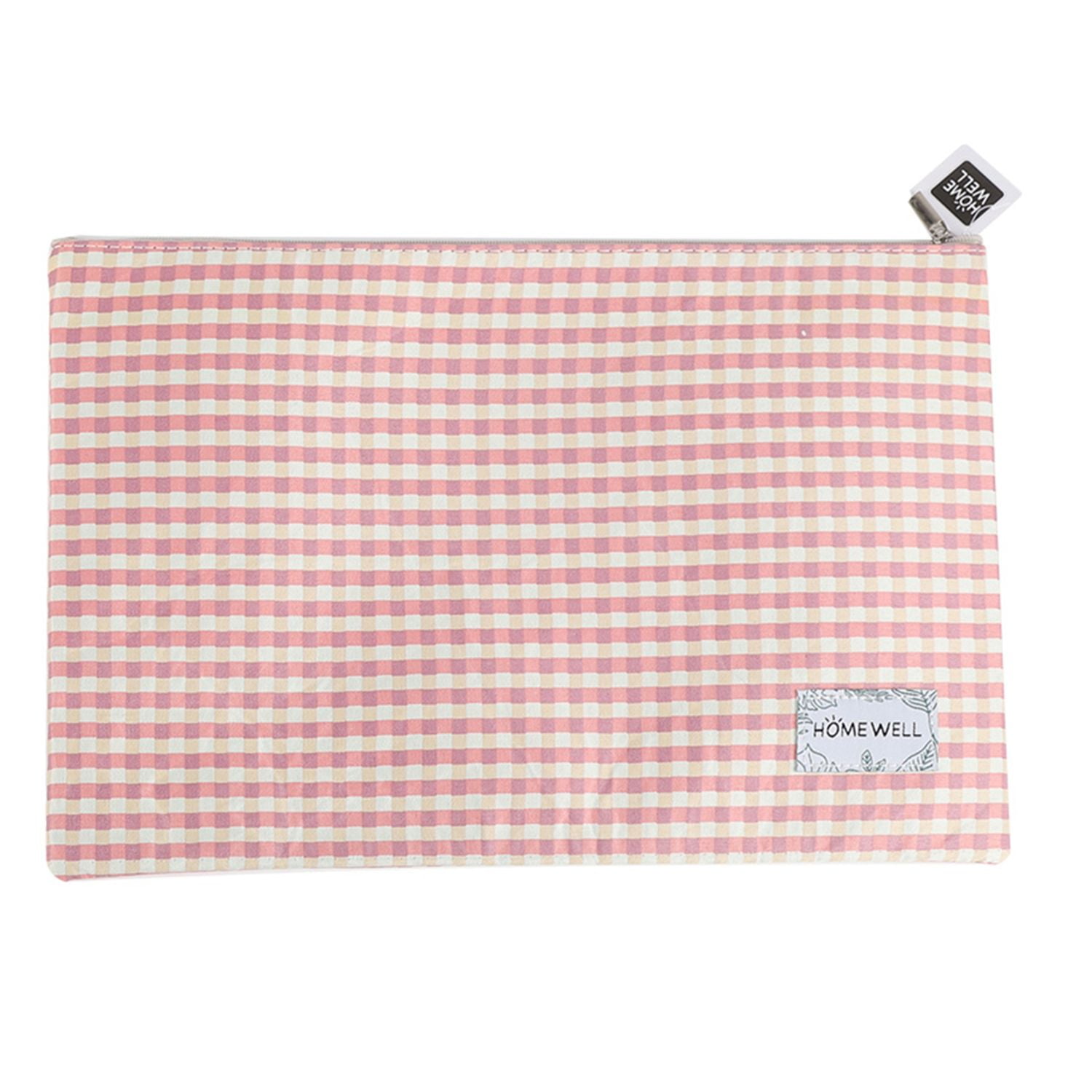 Homewell - Estuche Cartuchera Rosada Cuadros 35x23x1cm