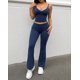 thumbnail image 1 of Set Deportivo Mujer Crop Top Escote V Y Calza Acampanada Foldover, 1 of 4
