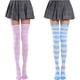 thumbnail image 4 of 4 pares de calcetines por encima de la rodilla, calcetines hasta la rodilla para mujer, calcetines de algodón a rayas por encima de la rodilla, calcetines hasta el muslo por encima de la rodilla, medi, 4 of 5