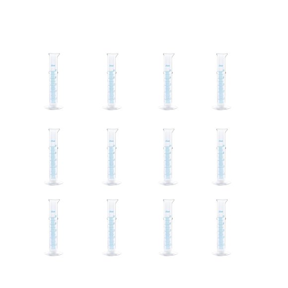 Cilindros graduados de plástico de 25 ml (paquete de 12) RPS-IND Ultraclear