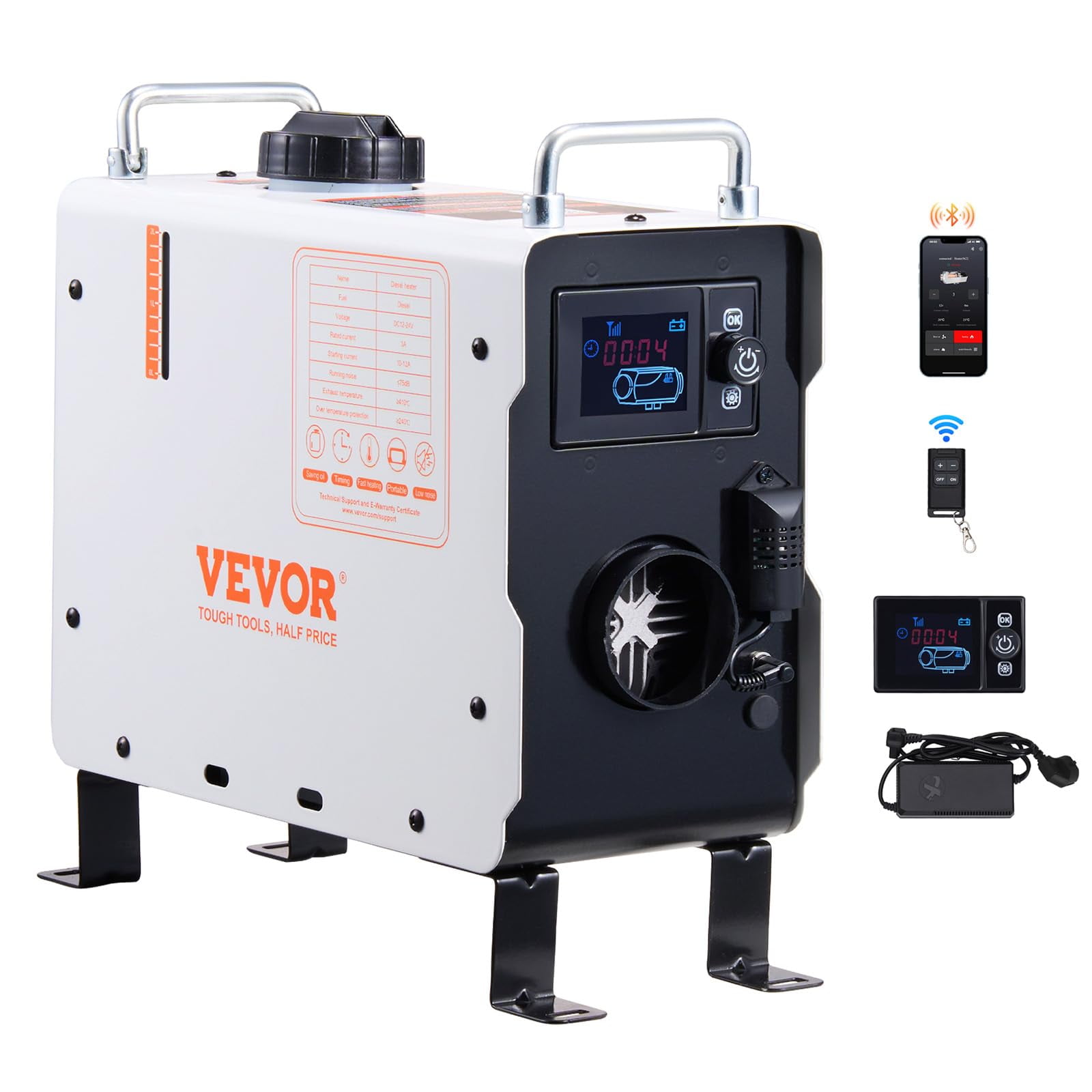 Calentador De Aire Diésel Vevor 2 Kw 12 V/24 V Con Control Bluetooth