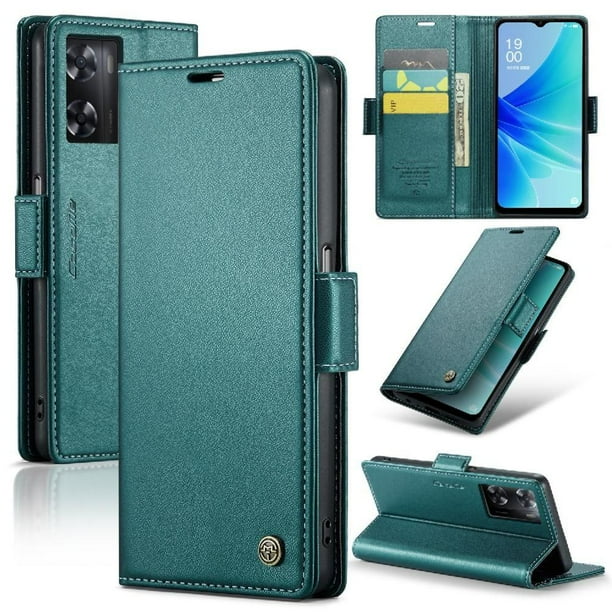 CaseMe tipo cartera OPPO A57 4G 2022 con cierre magnético, RFID, tarjetero, soporte, carga inalámbrica