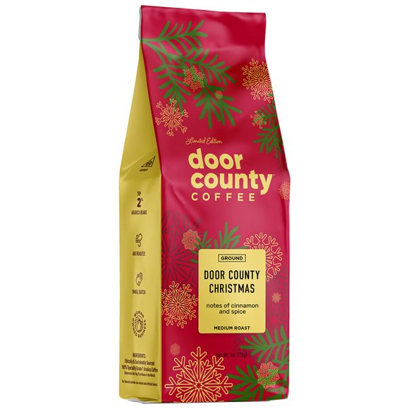 Molido navideño del condado de Coffee Door, 226 g, tostado medio