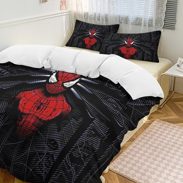 Spider-Man 3-Piece Twin Bed Set - Includes 1 Single Quilt And 2 Pillow Cases Bedding - Fade Resistant Microfiber - Spider