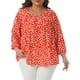 thumbnail image 1 of Agnes Orinda Women's Plus Size Día de San Patricio Blusa de Lunares de 3/4 Mangas Casual Túnica Cuello Redondo Camisas 4X Naranja, 1 of 6
