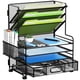 thumbnail image 1 of Organizador de papel MINDEPOT de 4 niveles con archivador de 3 bolsillos, negro, 1 of 6