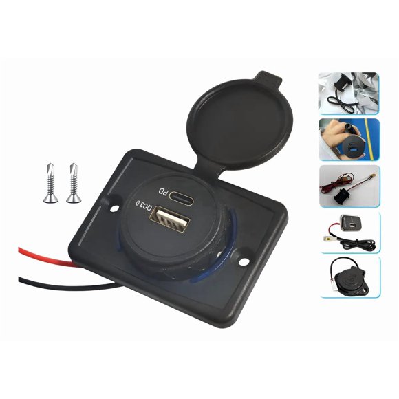 Cargador Pd Rápido Para Coche Usb + Tipo C+ Luz Led 12v -24v